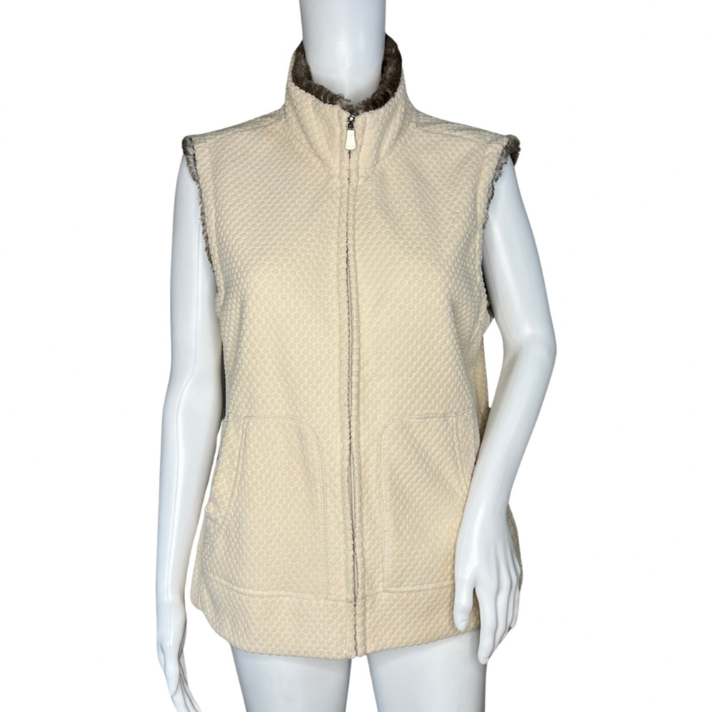 Telluride Vest Womens Large Cream‎ Full Zip Quilted Neutral Cabincore Gorpcore